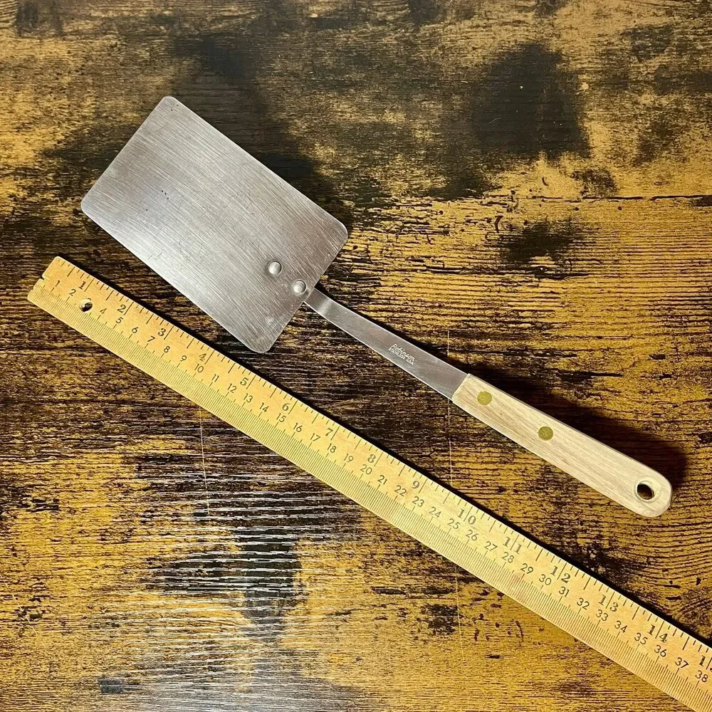 Vintage ROBINSON Stainless Spatula Turner Flipper 12” Wood Handle USA
